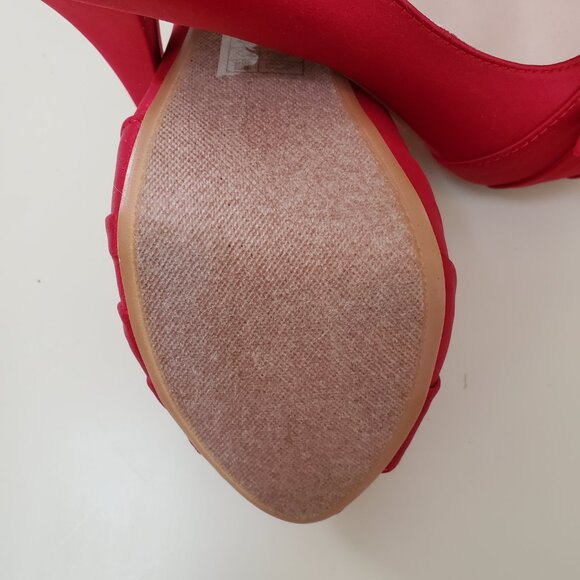 Davids bridal red Satin D'Orsay pump shoes - Picture 6 of 6